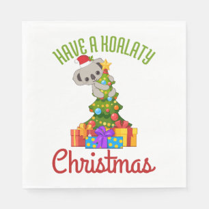 Koala-Weihnachtsbaum Süßer Weihnachtswitz Serviette