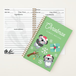 Koala Weihnachtsfamilien Rezepte Notizbuch