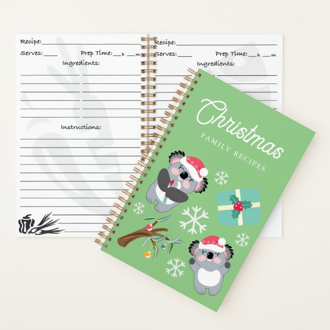 Koala Weihnachtsfamilien Rezepte Notizbuch (Innen)