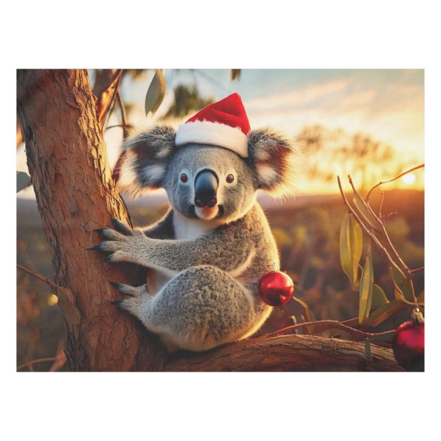Koala-Weihnachtsmannmütze in Gumtree Tischdecke (Vorderseite (Horizontal))