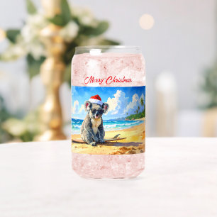 Koala Weihnachtsmannmütze Sonnenbrille Sandstrand Dosenglas