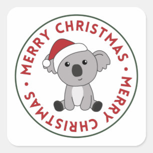 Koala Weihnachtsschnee Wintertiere Koalas Platz Quadratischer Aufkleber