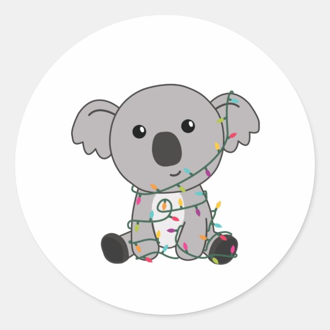 Koala Weihnachtsschnee Wintertiere Koalas Runder Aufkleber (Vorderseite)
