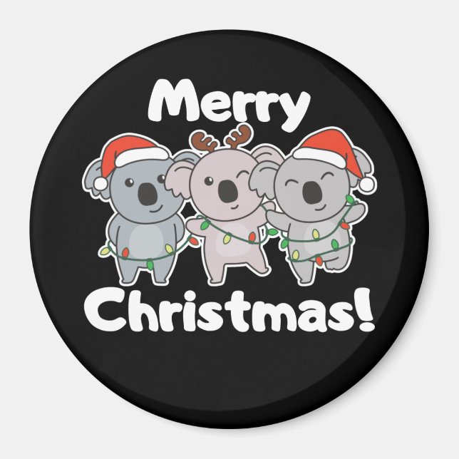 Koala Weihnachtstiere Koalas Frohe Weihnachten Mag Magnet (Vorne)