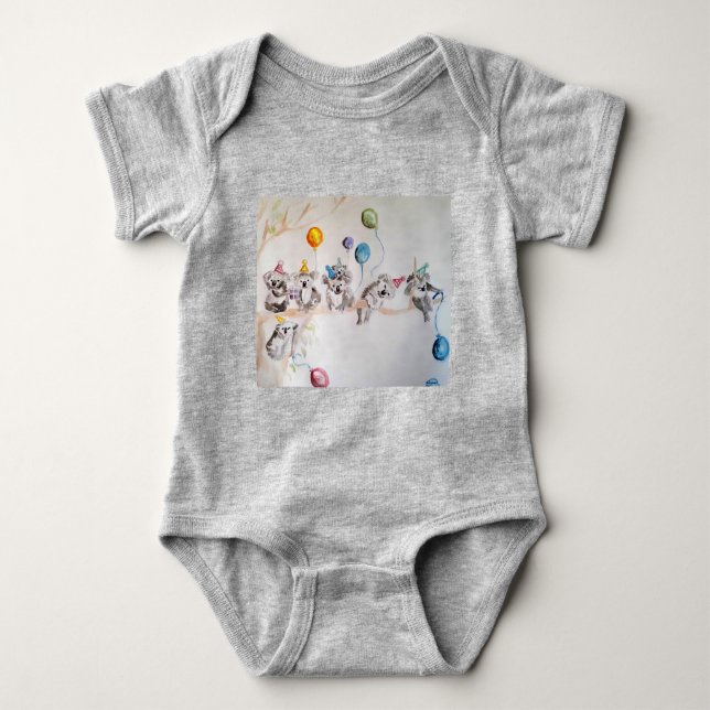 Koala Whimsical Watercolor Gray Babies Bodysuit Baby Strampler (Vorderseite)