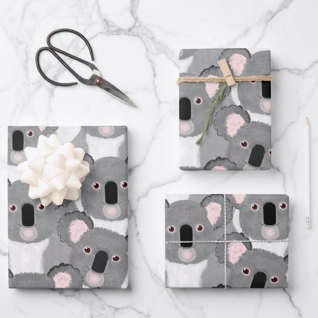 Koala Wrapping Paper Sheets Geschenkpapier Set (Vorderseite)