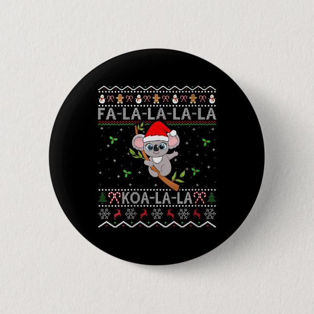 Koala Xmas Holiday Weihnachtsmannmütze Koala Ugly  Button (Vorderseite)