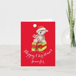 Koalabär niedliche Watercolorkunst Weihnachtskarte Feiertagskarte