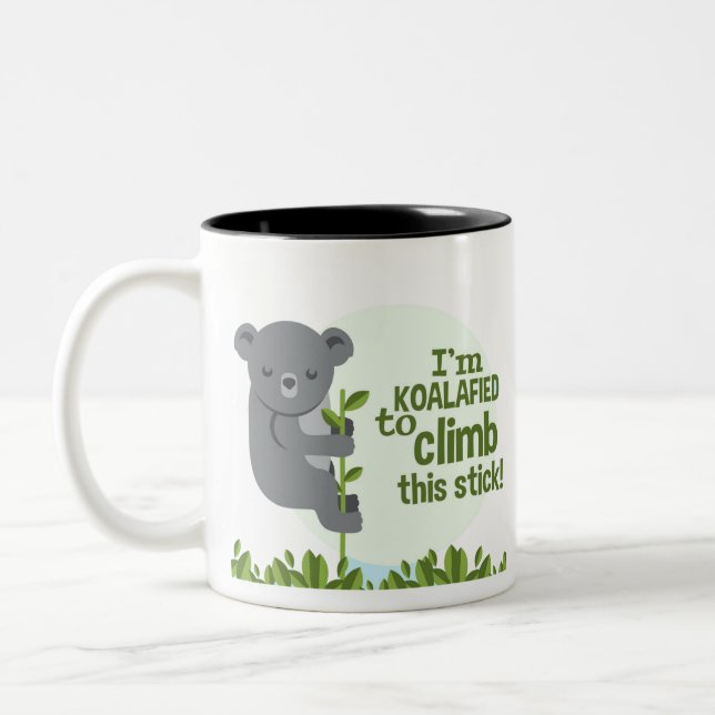 Koalafied zu klettern, Funny Cool Koala Zweifarbige Tasse (Links)
