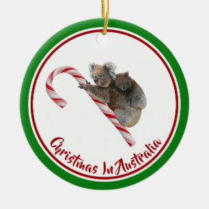 Koalas auf Zuckerstange Down Under  Keramik Ornament
