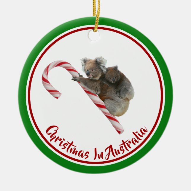 Koalas Candy Cane Down Under Keramik Ornament (Vorne)