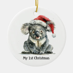 Koalas erste Weihnachtskuscheln, individuell Keramik Ornament