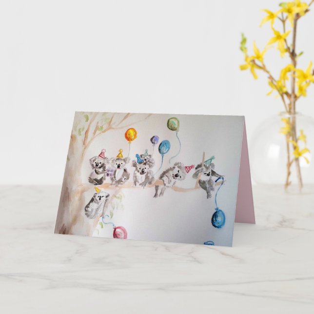 Koalas Geburtstagsparty-Kinder-Karte Karte (Gelbe Blume)