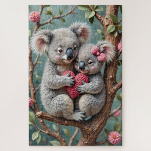 Koalas kuscheln eng auf einem Eukalyptusast