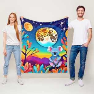 Koalas mondhelle Nacht Fleecedecke