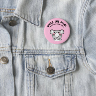 Koalas tragen die Maske und waschen Ihre Hände Button