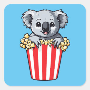 Koalaty Popcorn Quadratischer Aufkleber