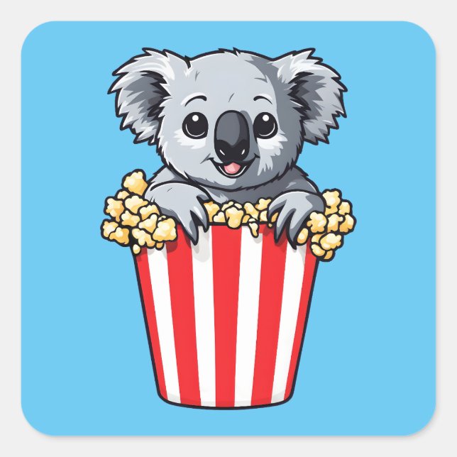 Koalaty Popcorn Quadratischer Aufkleber (Vorderseite)