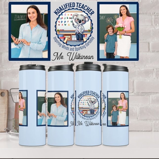 Koalified Teacher Niedlich Koala Themenlehrer Gesc Thermosbecher (Von Creator hochgeladen)