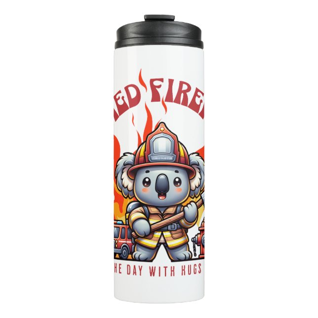 Koalifizierter Feuerwehrmann / Feuerwehrmann mit F Thermosbecher (Vorderseite)