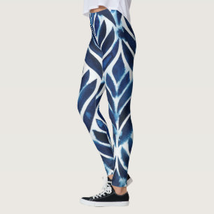 Kobalt-Aquarell deckt IV mit Ziegeln Leggings