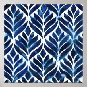 Kobalt-Aquarell deckt IV mit Ziegeln Poster