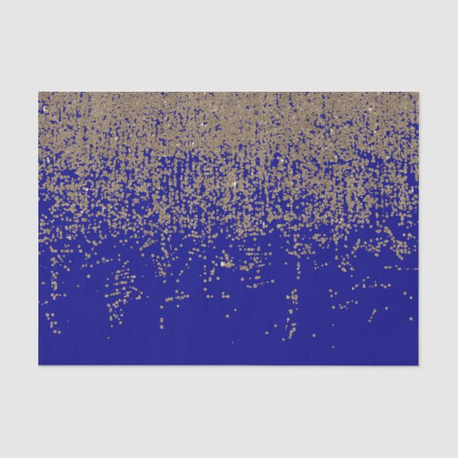 Kobalt-Blau-GoldGlitzer Ombre Steigung Seidenpapier (Vorderseite)