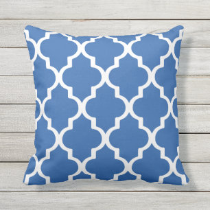 Kobalt-Blau-Kissen Quatrefoil Gitter im Freien Kissen