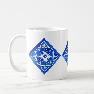 Kobalt Blau und Weiß Mittelmeer Tile Kaffeetasse
