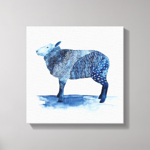 Kobalt-Blau-Vieh - Schafe Leinwanddruck