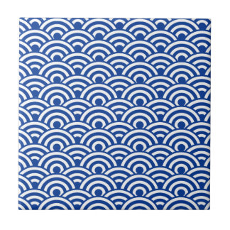 Kobalt-Blau-weißes japanisches Wellen-Muster Fliese