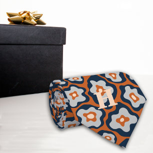 Kobalt Blues Eier Blume Monogramm Krawatte