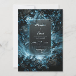 Kobalt Kristall Nebel Leuchtender Rahmen Hochzeit Einladung