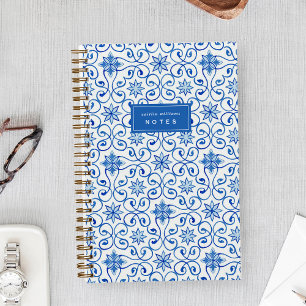 Kobalt Mediterrane Fliese Personalisiert Notizbuch