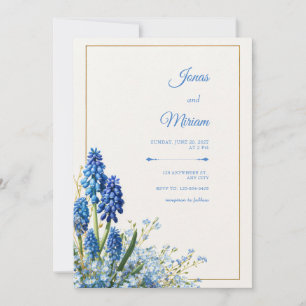 Kobalt Muscari Gold Rahmen Textur Hintergrund Einladung