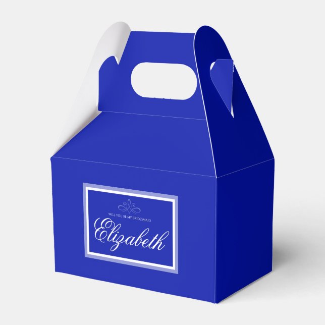 Kobaltblau anpassbare Gastgeschenk Hochzeit Geschenkschachtel (Vorderseite)