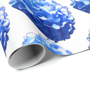 Kobaltblau Blütenblütenelegante Hydrangeas Geschenkpapier