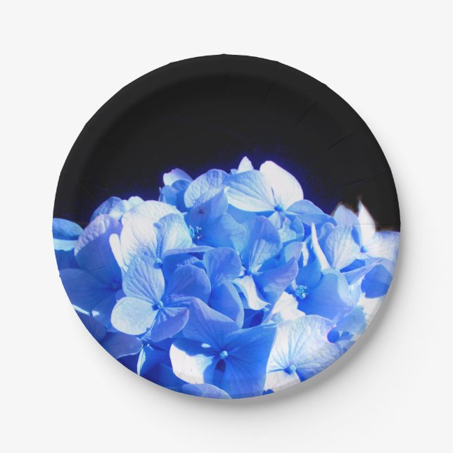 Kobaltblau Blütenblütenelegante Hydrangeas Pappteller (Vorderseite)