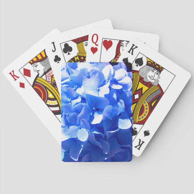 Kobaltblau Blütenblütenelegante Hydrangeas Spielkarten (Rückseite)