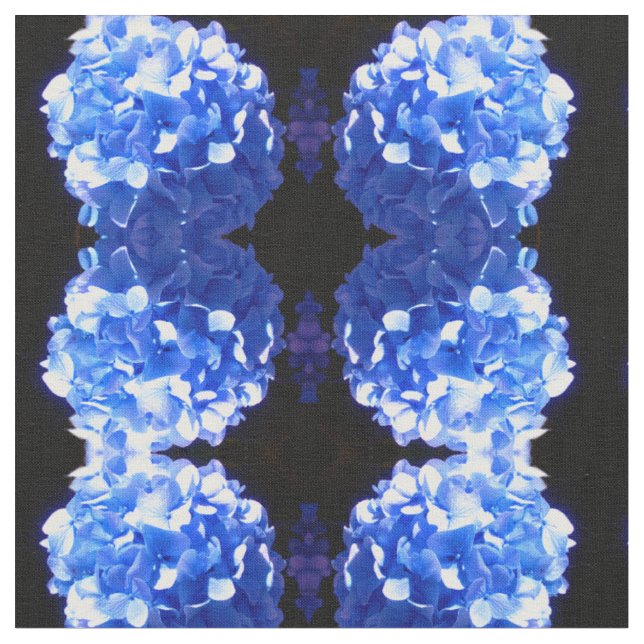 Kobaltblau Blütenblütenelegante Hydrangeas Stoff (Nahaufnahme)
