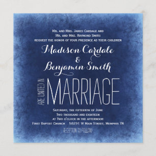 Kobaltblaue rustikale Hochzeitskarten mit distress Einladung