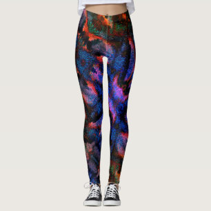 Kobaltblaue Splash mit farbenfroher, rot-heiße Tex Leggings