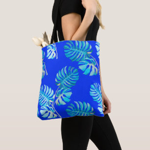 Kobaltblauer Monstera-Wind Tasche