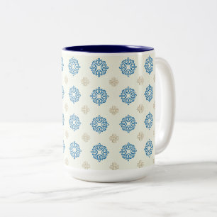 Kobaltblaues Blumendesign Zweifarbige Tasse