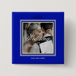 Kobaltblaues Hochzeitspaar anpassbar Button