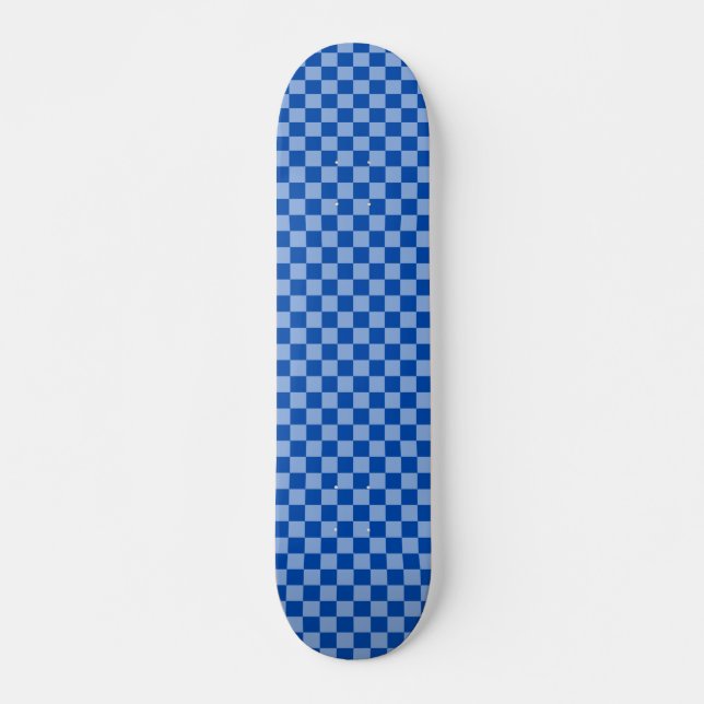 Kobaltblaues Schachbrettmuster Skateboard (Vorne)