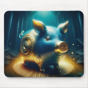 Kobaltblaues Steampunk-Schwein Mousepad