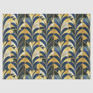 Kobaltblaues und goldenes Art Deco-Marmor-Muster Seidenpapier
