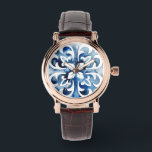Kobaltstein II Armbanduhr<br><div class="desc">Cobalt Tile II von Grace Popp. Blaues Fliesenmuster mit Blumenmuster.</div>
