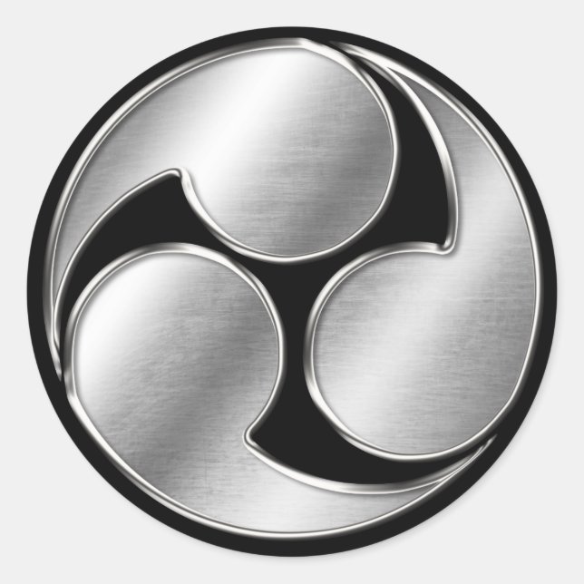 Kobayakawa Clan Kamon Silver Chrome Runder Aufkleber (Vorderseite)